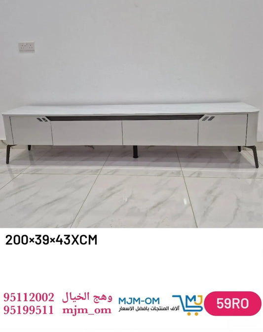 🌿طاولة تلفزيون خشبية بزجاج.