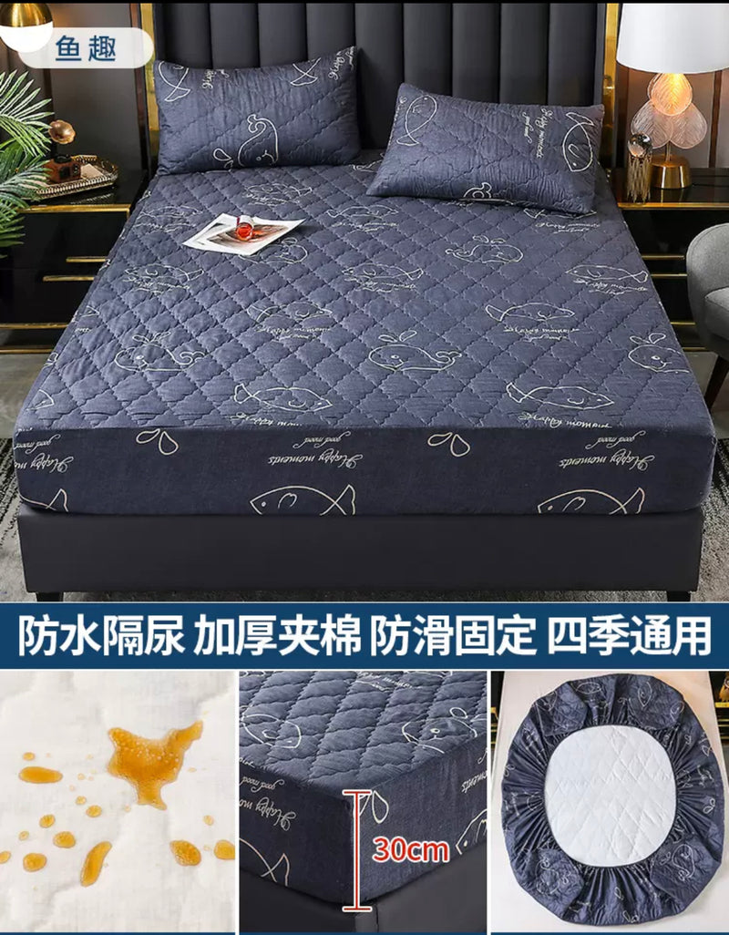 ملاءه سرير مقومه للماء مع زوج من اكياس الوسائد غطاء سرير مقاوم للبول