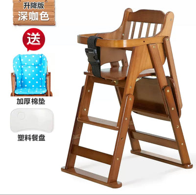 كرسي الطعام للاطفال كرسي محمول متعدد الوظائف قابل للطي من الخشب الصلب
